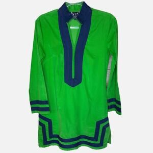 Sail to Sable Calliope Corduroy Tunic Dress - GREEN & NAVY